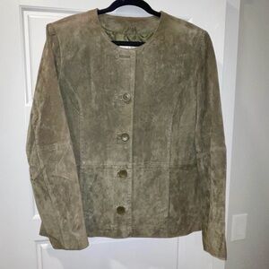 Suede Blazer-Y2K- Coldwater Creek Olive Green-women’s large